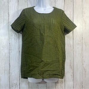 J.Crew Black Label Green Sheer Strip High Low Top 4